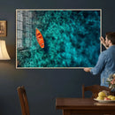 Turquoise Ocean Boat Wall Art Canvas Print by MyGreatCanvas | Canvas Wall Art Prints | Photo Prints & Wall Decor