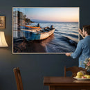 Coastal Fishing Boats Wall Art Canvas Print, Sunset Beach by MyGreatCanvas | Canvas Wall Art Prints | Photo Prints & Wall Decor