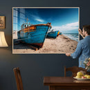 Coastal Fishing Boats Wall Art Canvas Print, Sunset Beach by MyGreatCanvas | Canvas Wall Art Prints | Photo Prints & Wall Decor