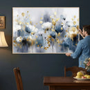 Large Abstract Flowers Wall Art Canvas Print – Gold and Blue by MyGreatCanvas | Canvas Wall Art Prints | Photo Prints & Wall Decor