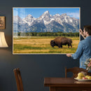 Bison in Mountain Landscape Wall Art Canvas Print – Western by MyGreatCanvas | Canvas Wall Art Prints | Photo Prints & Wall Decor