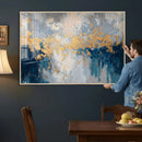 Blue Gold Abstract Large Framed Canvas Wall Art, Modern by MyGreatCanvas | Canvas Wall Art Prints | Photo Prints & Wall Decor