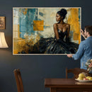 Elegant Woman Canvas Wall Art — Black Gold Gown Fashion by MyGreatCanvas | Canvas Wall Art Prints | Photo Prints & Wall Decor