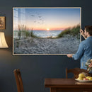 Sandy Dune Path Sunset Canvas Wall Art — Seagulls Beach by MyGreatCanvas | Canvas Wall Art Prints | Photo Prints & Wall Decor