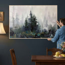 Misty Pine Forest Oil Painting Canvas — Dark Moody Teal Grey by MyGreatCanvas | Canvas Wall Art Prints | Photo Prints & Wall Decor