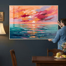 Bold Palette Knife Ocean Sunset Canvas — Orange Pink Teal by MyGreatCanvas | Canvas Wall Art Prints | Photo Prints & Wall Decor