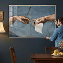 Funny Bathroom Canvas Wall Art, Michelangelo Creation of by MyGreatCanvas | Canvas Wall Art Prints | Photo Prints & Wall Decor