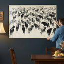Longhorn Cattle Canvas Wall Art, Black White Stampede Ink by MyGreatCanvas | Canvas Wall Art Prints | Photo Prints & Wall Decor