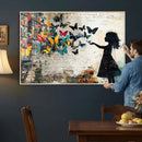 Banksy Butterfly Girl Wall Art Canvas Print, Framed Street by MyGreatCanvas | Canvas Wall Art Prints | Photo Prints & Wall Decor