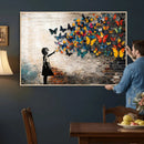 Banksy Graffiti Butterfly Girl Wall Art Canvas Print, Framed by MyGreatCanvas | Canvas Wall Art Prints | Photo Prints & Wall Decor