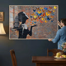 Urban Banksy Butterfly Girl Wall Art Canvas Print, Framed by MyGreatCanvas | Canvas Wall Art Prints | Photo Prints & Wall Decor
