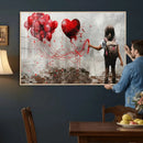 Girl Graffiti Wall Art Canvas Print, Red Balloon Heart by MyGreatCanvas | Canvas Wall Art Prints | Photo Prints & Wall Decor