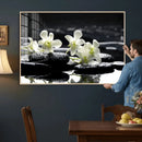 Plumeria Frangipani Black Stone Canvas | White Flower Spa by MyGreatCanvas | Canvas Wall Art Prints | Photo Prints & Wall Decor