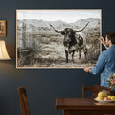 Texas Longhorn Bull Wall Art Canvas Print, Western Farmhouse by MyGreatCanvas | Canvas Wall Art Prints | Photo Prints & Wall Decor