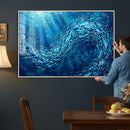 School of Fish Canvas Print | Blue Ocean Underwater Wall Art by MyGreatCanvas | Canvas Wall Art Prints | Photo Prints & Wall Decor