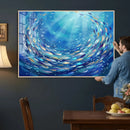 School of Fish Canvas Print | Blue Ocean Underwater Wall Art by MyGreatCanvas | Canvas Wall Art Prints | Photo Prints & Wall Decor