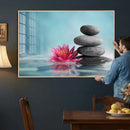 Zen Canvas Wall Art Lotus Flower Stacked Stones Teal Spa by MyGreatCanvas | Canvas Wall Art Prints | Photo Prints & Wall Decor