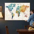 Watercolor World Map Canvas Wall Art Print – Abstract by MyGreatCanvas | Canvas Wall Art Prints | Photo Prints & Wall Decor