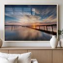 Wooden Pier on Seascape and Sunset Wall Art Canvas Print by MyGreatCanvas | Canvas Wall Art Prints | Photo Prints & Wall Decor