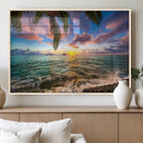 Framed Tropical Sunset Art Canvas Print