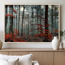 Autumn Forest Wall Art – Enchanting Red Leaves Canvas Print,