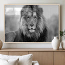 Black and White Lion Canvas Wall Art – Animal Print Artwork