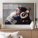 Dj Monkey Listening to Music Wall Art Print | Banksy Monkey by MyGreatCanvas | Canvas Wall Art Prints | Photo Prints & Wall Decor
