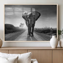 Black and White Elephant Wall Art Canvas Print