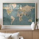 Classic World Map Canvas Print – Framed Vintage Map Wall