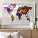 World Map Canvas Print – Detailed Map of the World Wall Art