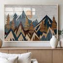 Abstract Wood Panel Effect Mountain Range Top Wall Art