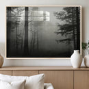 Misty Forest Wall Art Premium Canvas Print a Foggy and
