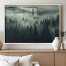 Misty Forest Wall Art Premium Canvas Print a Foggy and