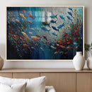 Modern Abstract Fish Shoal Wall Art Canvas Print, Colorful