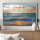 Golden Sunset Over Ocean Waves - Serene Coastal Triptych