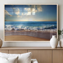 Serene Ocean Sunset Canvas Wall Art - Beach Waves at Sunset,