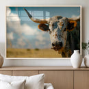 Longhorn in the Prairie - Stunning Ranch-Style Triptych Wall