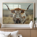 Texas Cow Longhorn Wall Art Canvas Print for Farm House Wall