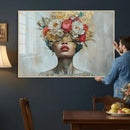 Golden Petal Wall Art Canvas Print - Silhouette Woman Wall by MyGreatCanvas | Canvas Wall Art Prints | Photo Prints & Wall Decor