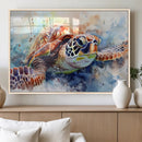 Watercolor Sea Turtle Wall Art Canvas Print - Vibrant Ocean
