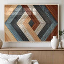 Geometric Wood Art Wall Decor Canvas Print, Rustic Wooden