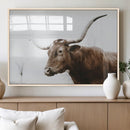 Rustic Bull Wall Art Canvas Print – Modern Longhorn