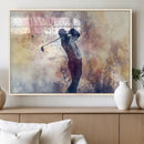 Abstract Watercolor Golf Player Wall Art Canvas Print