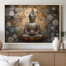 Golden Buddha Wall Art Canvas Print | Zen Meditation Floral