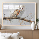 Barn Owl Wall Art on Branch | Stunning Canvas Print for