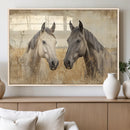 Chines Ink Style Grunge Horses Wall Art Canvas Print