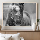 Black and White Horse Winter Wall Art | Ready to Hang and