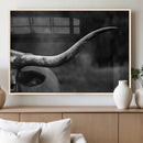 Cow Longhorn Wall Art | Black and White Print | Ready to by MyGreatCanvas | Canvas Wall Art Prints | Photo Prints & Wall Decor