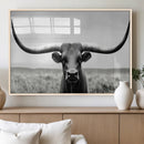 Longhorn Bull Canvas Print | Rustic Farmhouse Wall Art |