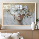 Golden Petal Wall Art - Canvas Print Flower Head Woman